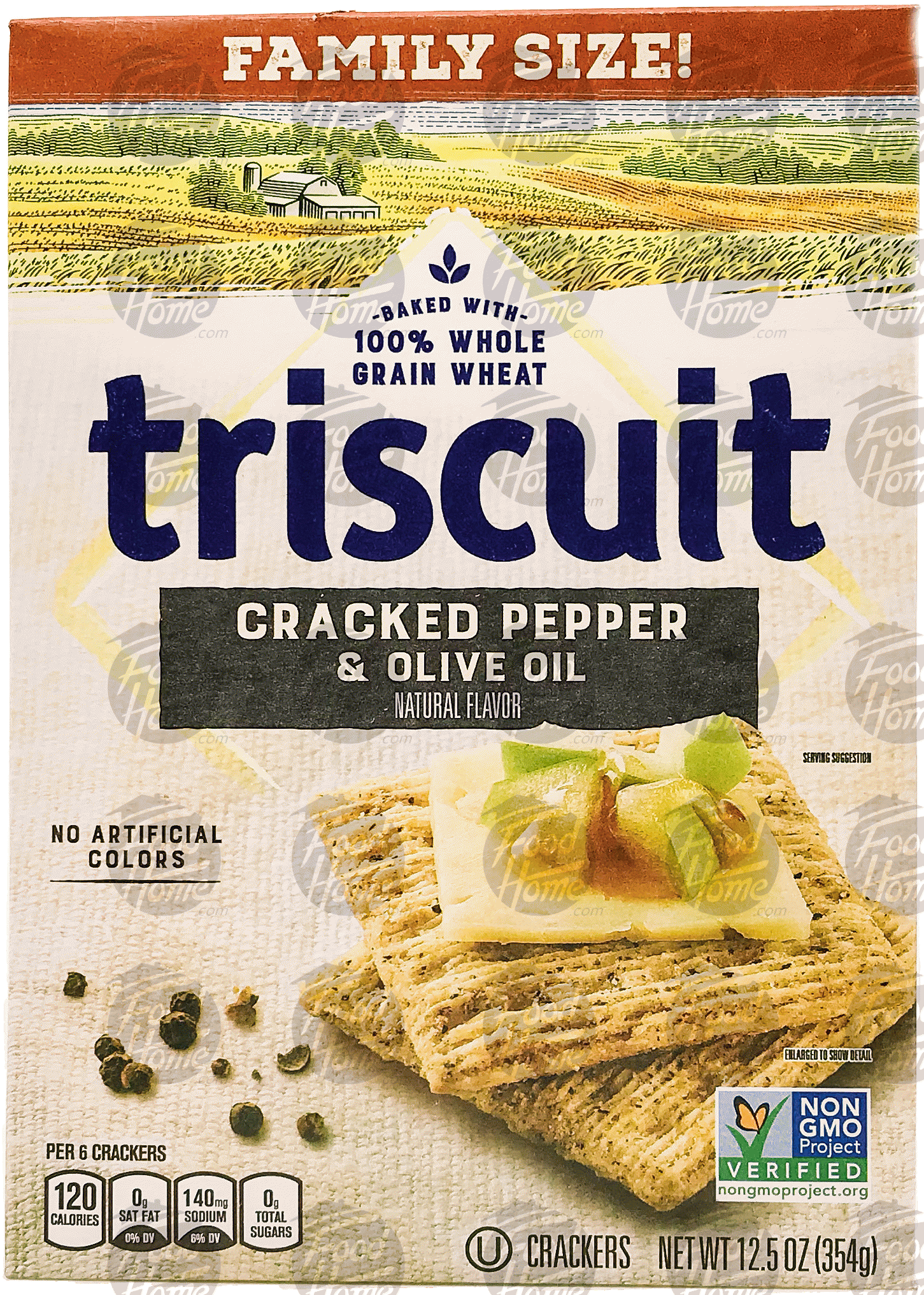 Triscuit Family Size cracked pepper & olive oil triscuit wheat crackers, box Full-Size Picture